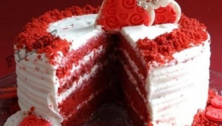 Торт Красный бархат. Торт ко дню Святого Валентина со сливочно-сырным кремом.