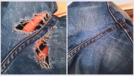 Как заштопать протертые джинсы так, чтобы не было видно