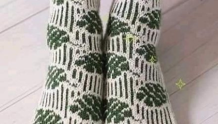 Описание носков спицами от дизайнера Andrea Lai